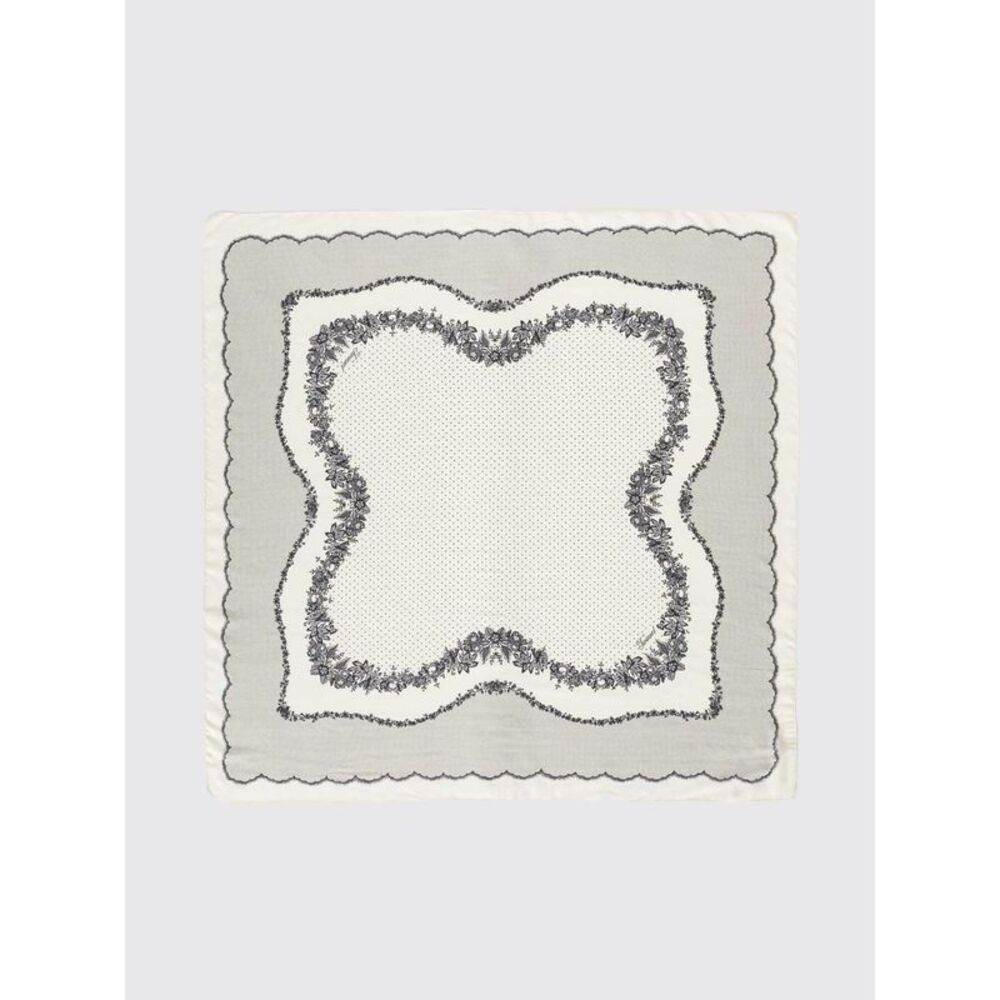 Twinset Women Twinset Floral Print Modal Square Scarf With Lettering Logo